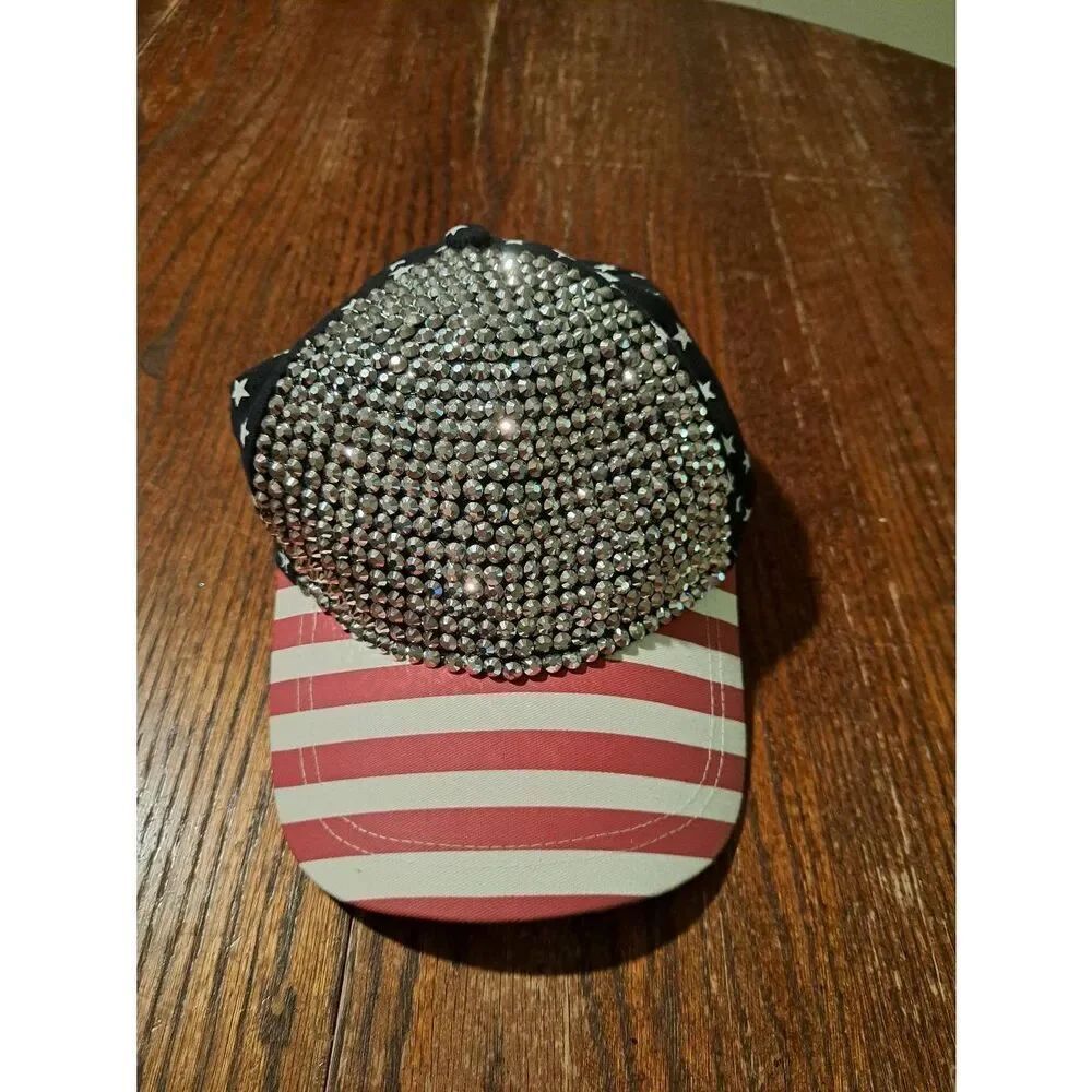 David and Young Patriotic Rhinestone Trucker Hat Red White Blue Stars Stripes